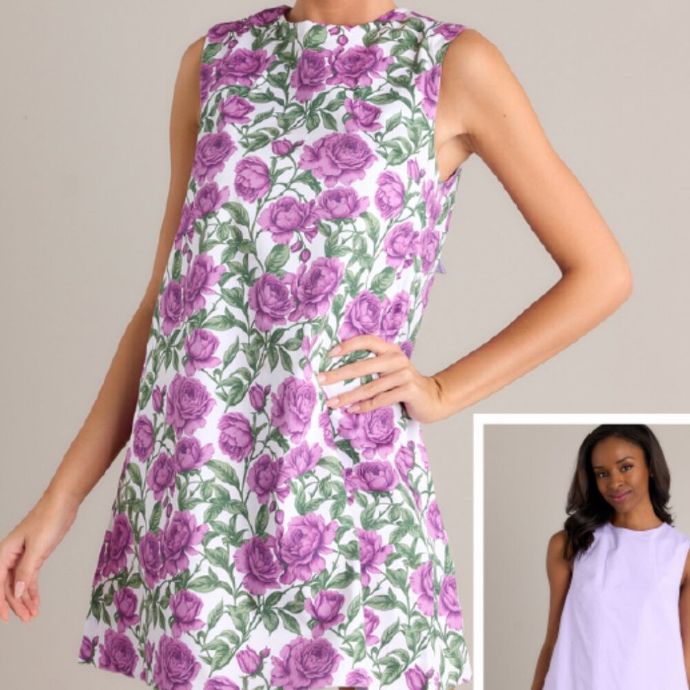 NEW Prosperina Blake Reversible Shift Dress – Violet Blooms Lilac - Picture 3 of 7
